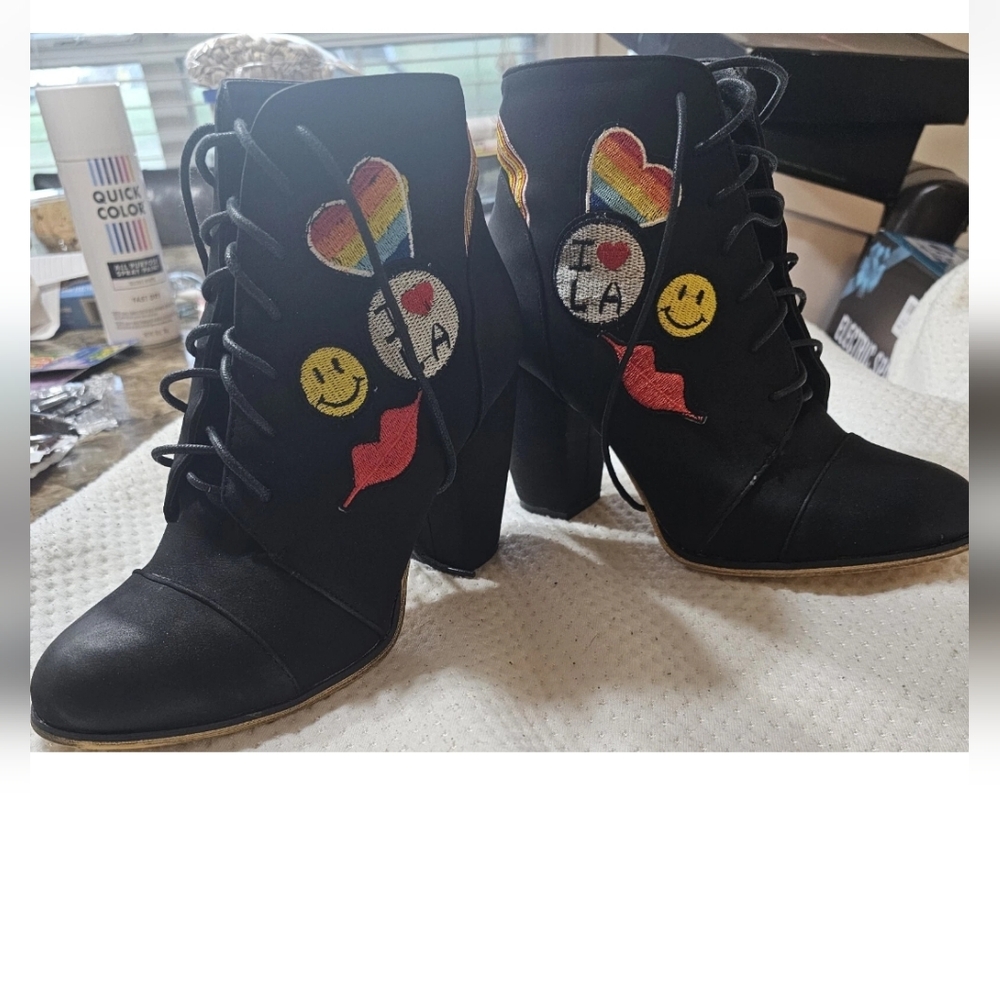 Michael Antonio Black Ankle Boots with Chunky Heel